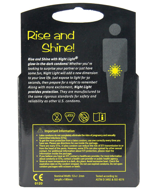 Night Light Glow in the Dark Condoms - Box of 3