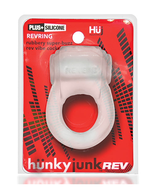 Hunky Junk Revring Cock Ring w/Vibe - Clear w/Blue Vibe