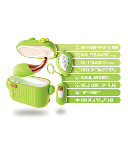 Blush Play With Me Blooming Bliss Remote Controlled Vibrating Kit - Green