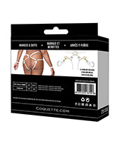 Satin Ribbon w/Elastic Harness & Cuffs Set - White/Gold QN
