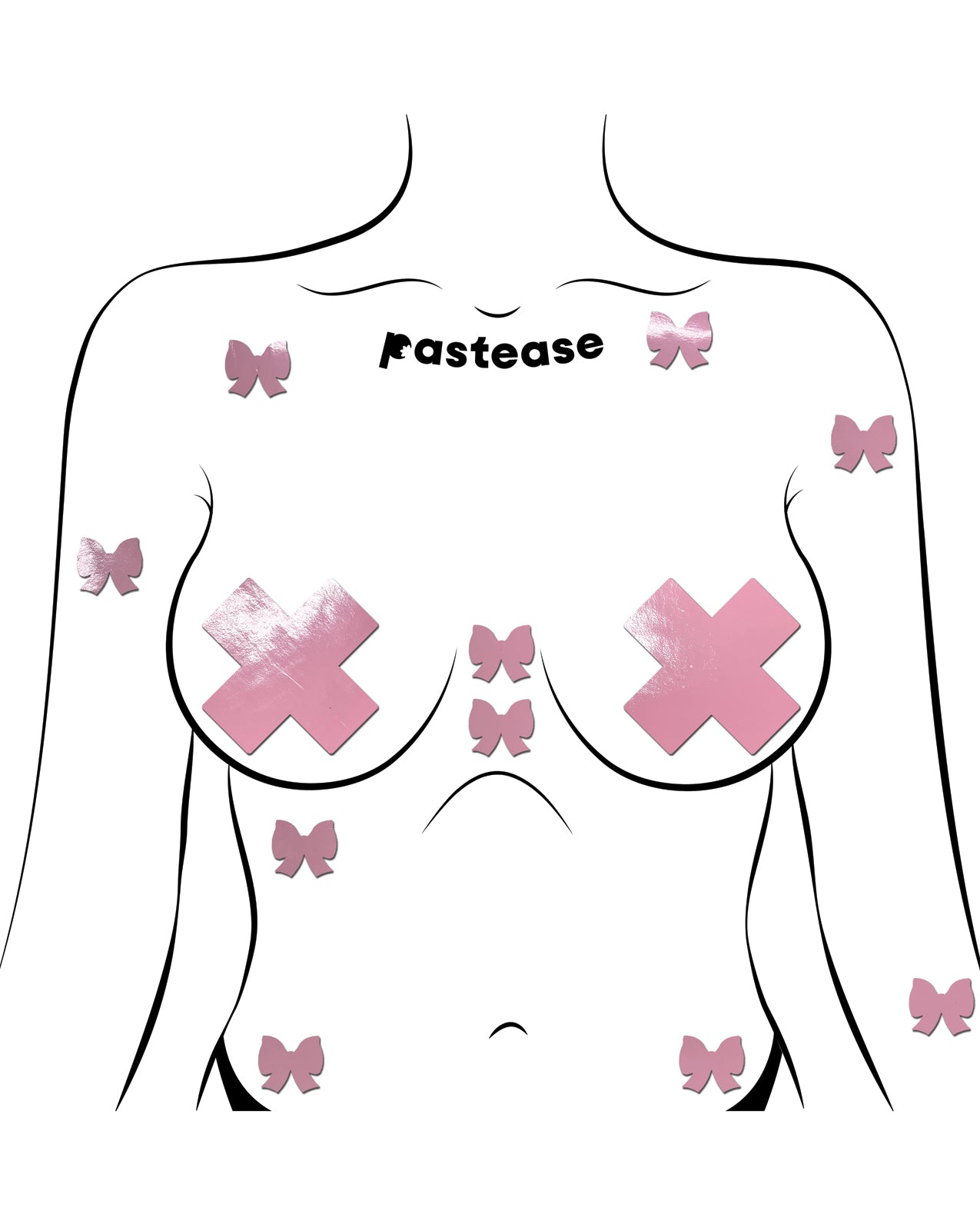 Pastease Mini Faux Leather Bows - Baby Pink Pack of 8