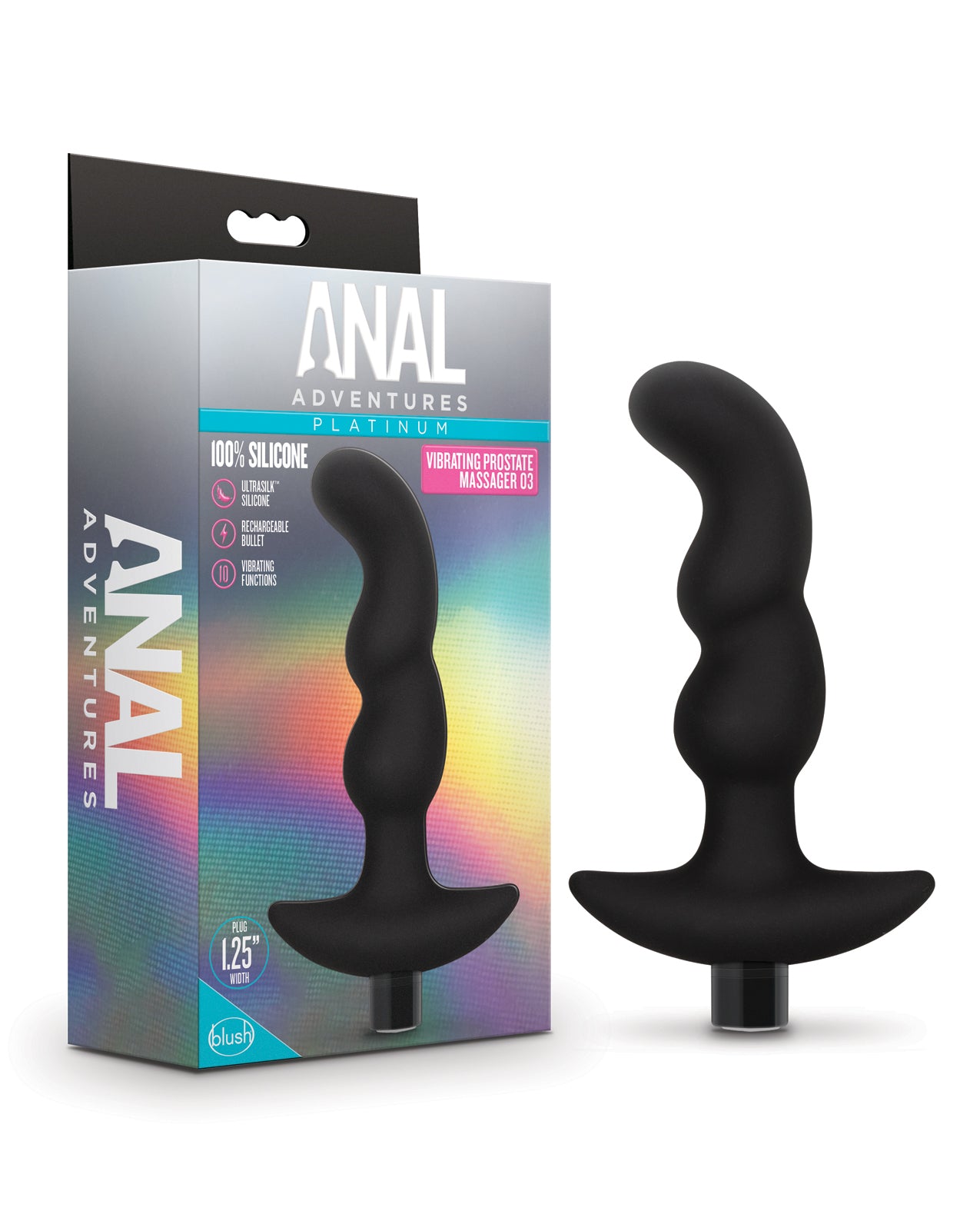 Blush Anal Adventures Platinum Silicone Vibrating Prostate Massager 03- Black