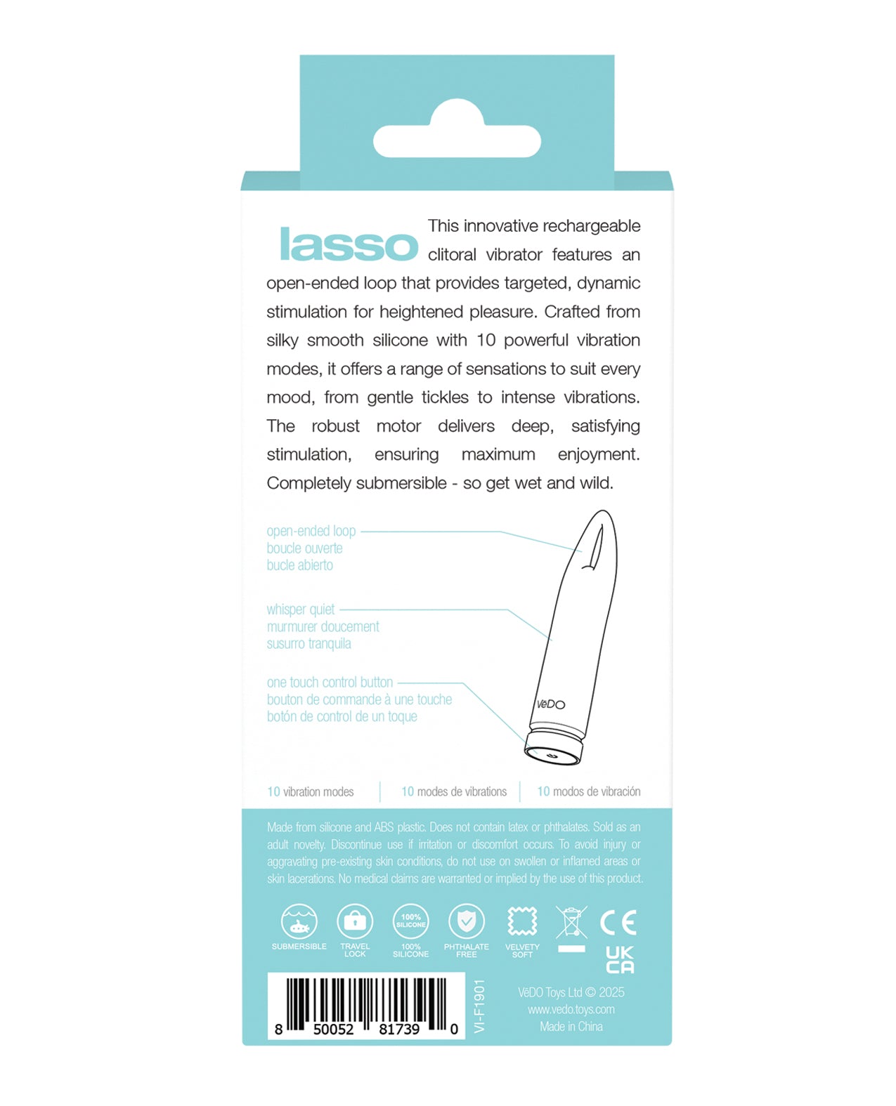 VeDO Lasso Rechargeable Bullet Vibe - Turquoise