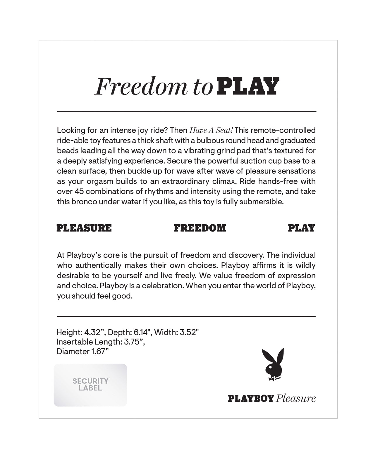 Playboy Pleasure Have a Seat - Deep Teal
