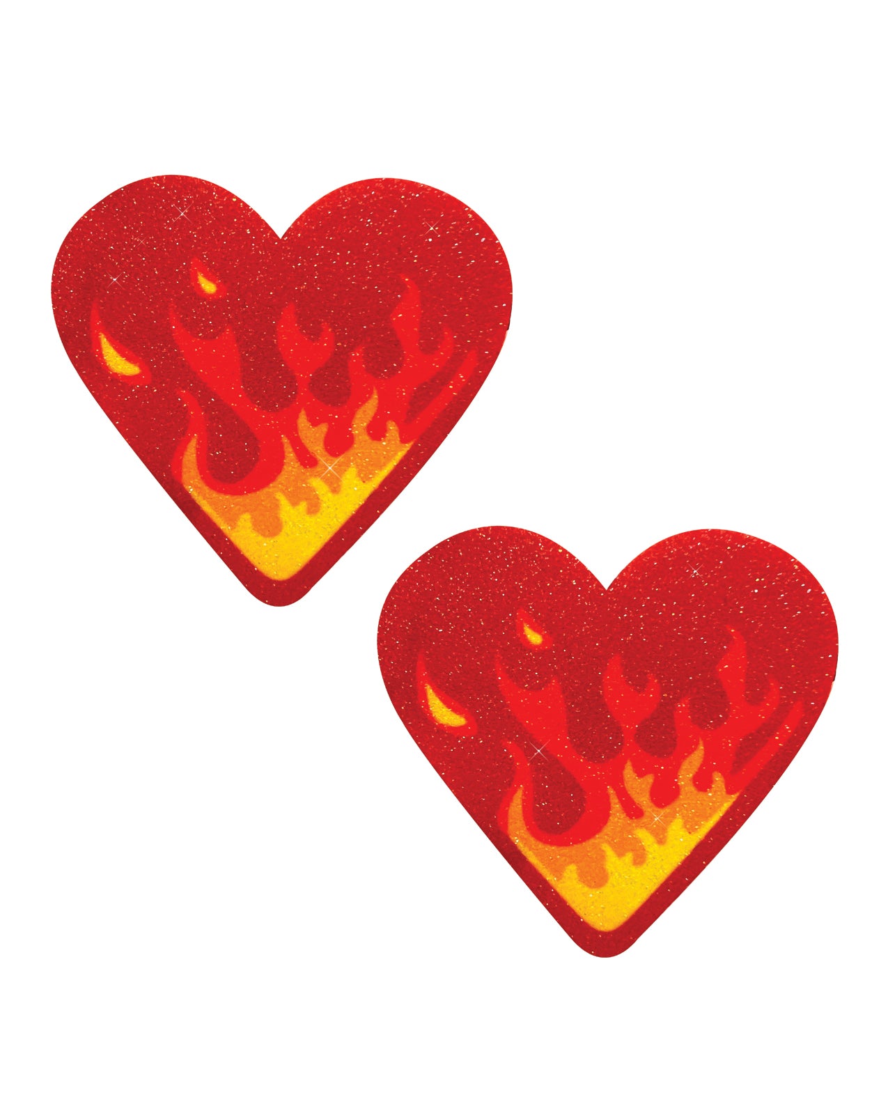 Neva Nude Glitter Flaming Heart Pasties - Red/Orange O/S