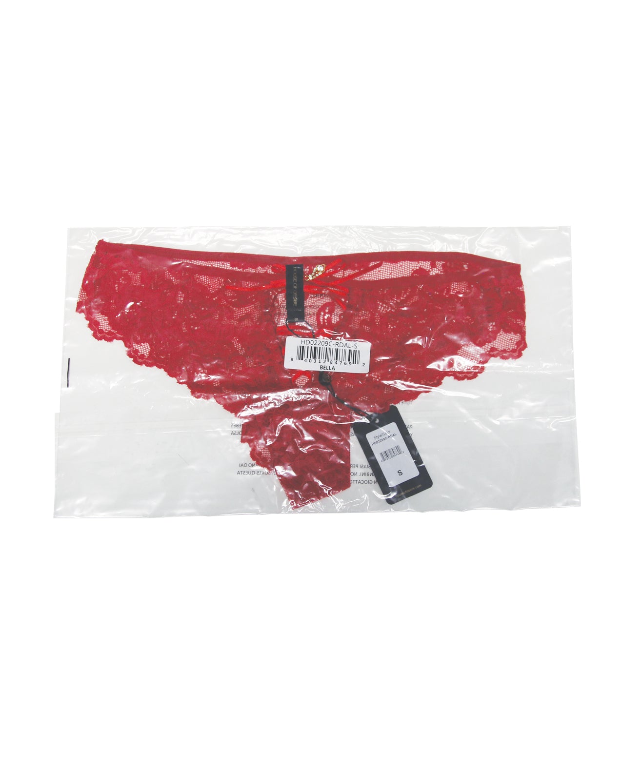 Bella Lace Up Tanga Panty w/Jewel Detail - Red LG