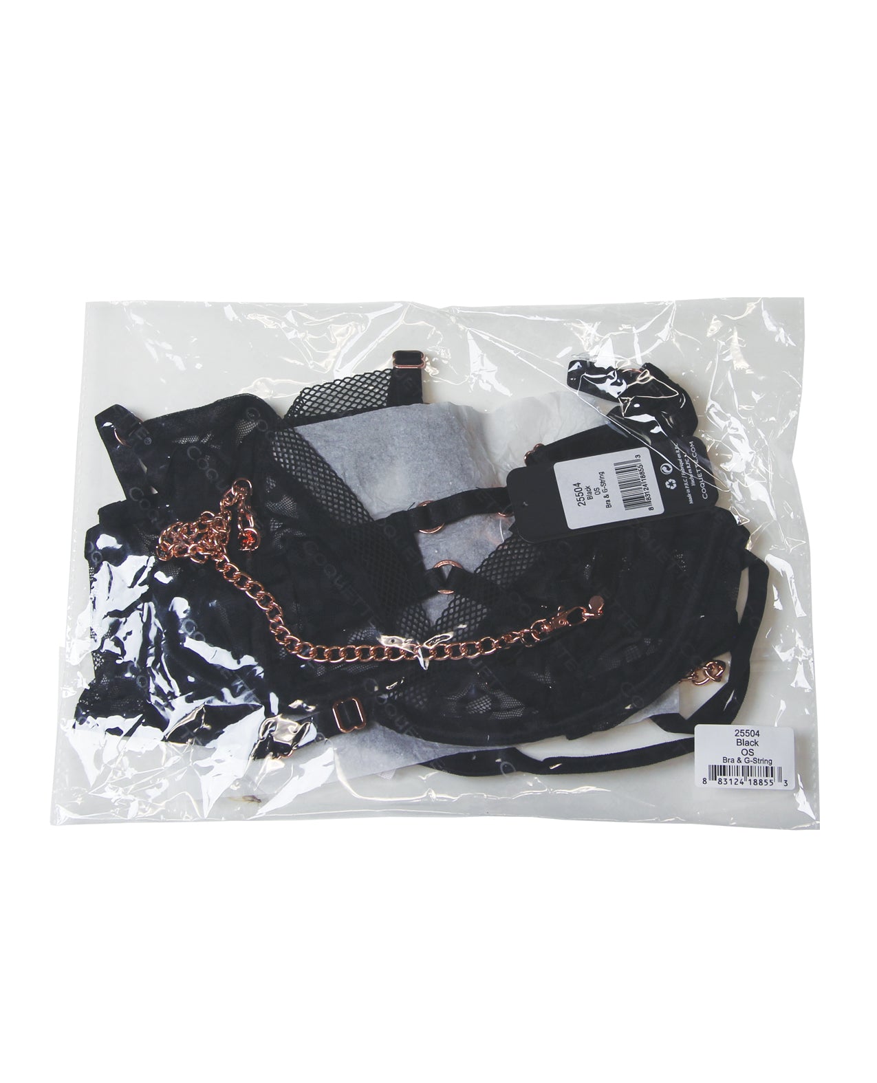 Pleasure Collection Feline Fatale Bra & G-String 2 pc Set - Black O/S