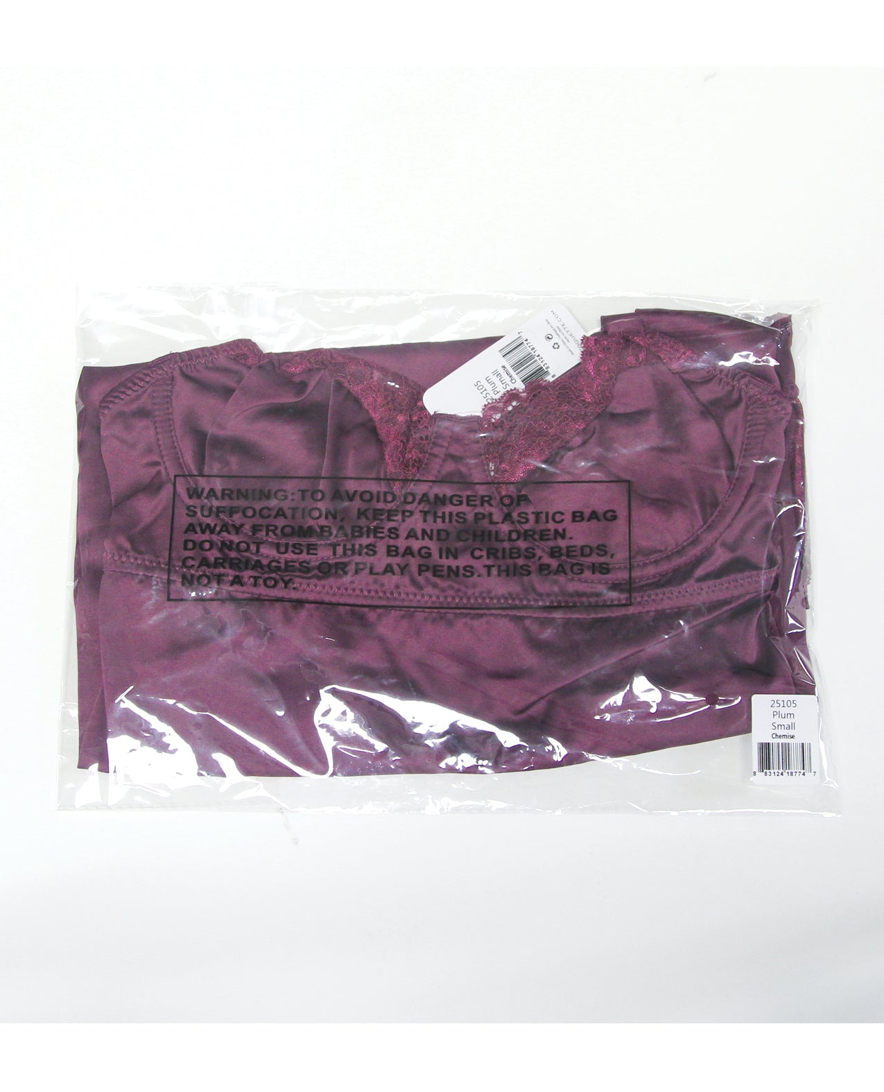 Scallop Lace Trimmed Stretch Satin Chemise w/Underwire Cups - Mauve Plum 1X/2X