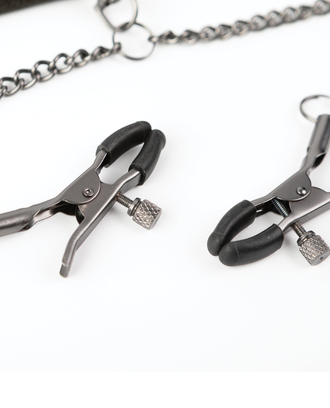 Sei Mio Twin Tweaks Velvet Collar w/Nipple Clamps - Black