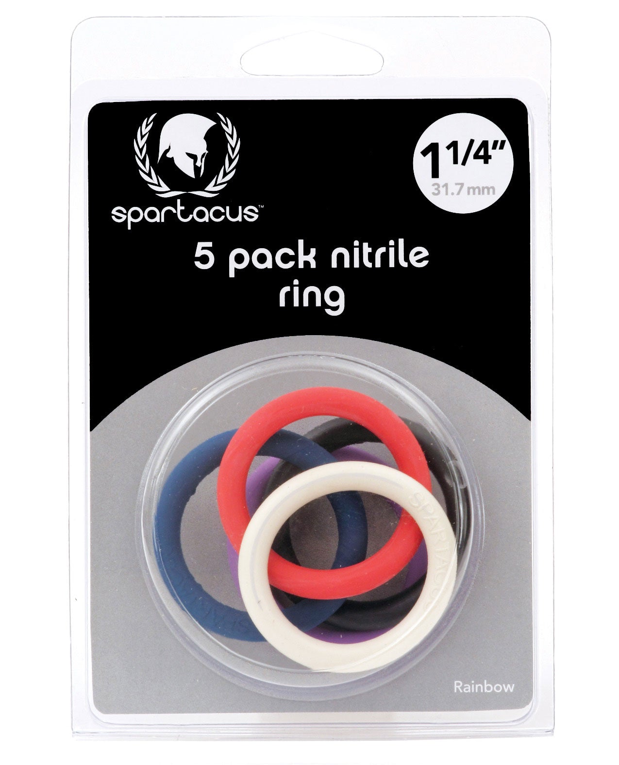 Spartacus 1.25" Nitrile Cock Ring Set - Asst. Colors Pack of 5