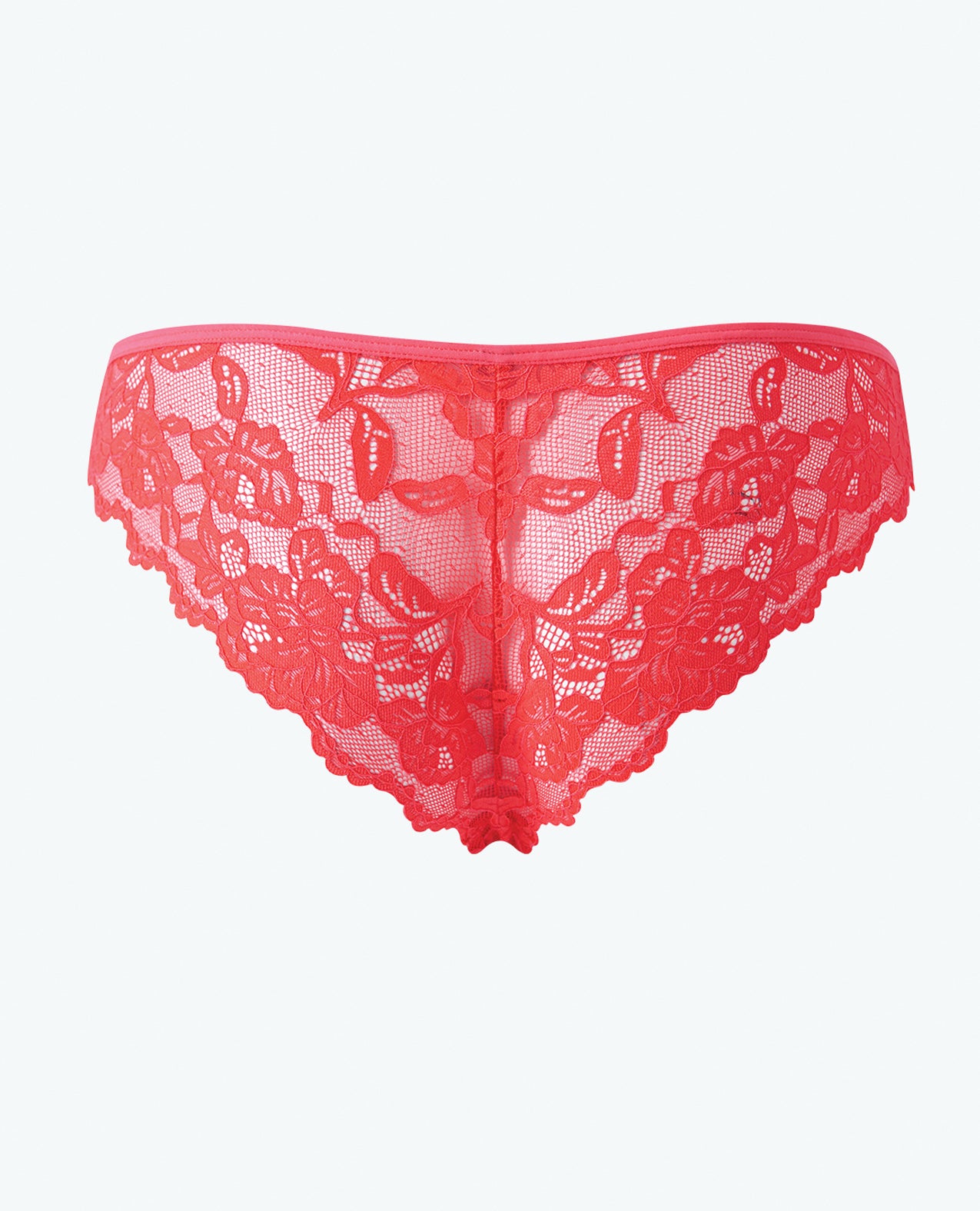 Bella Lace Up Tanga Panty w/Jewel Detail - Coral LG
