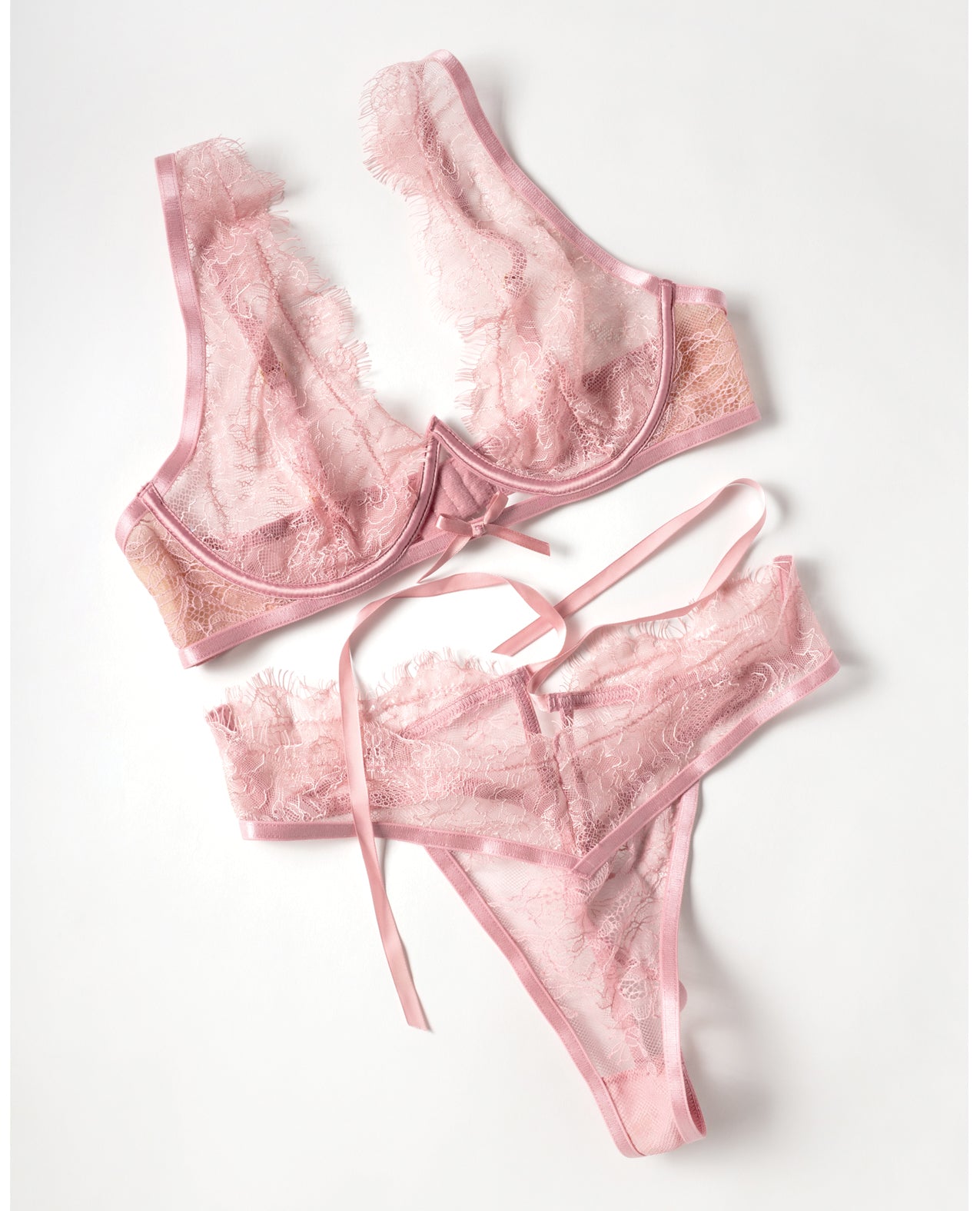 Beatriz Lace 2 pc Set w/Open Back - Pink XL