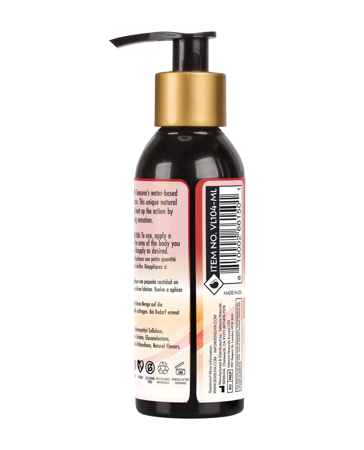 Sensuva Warming Water-Based Personal Moisturizer - Heat Wave 4 oz