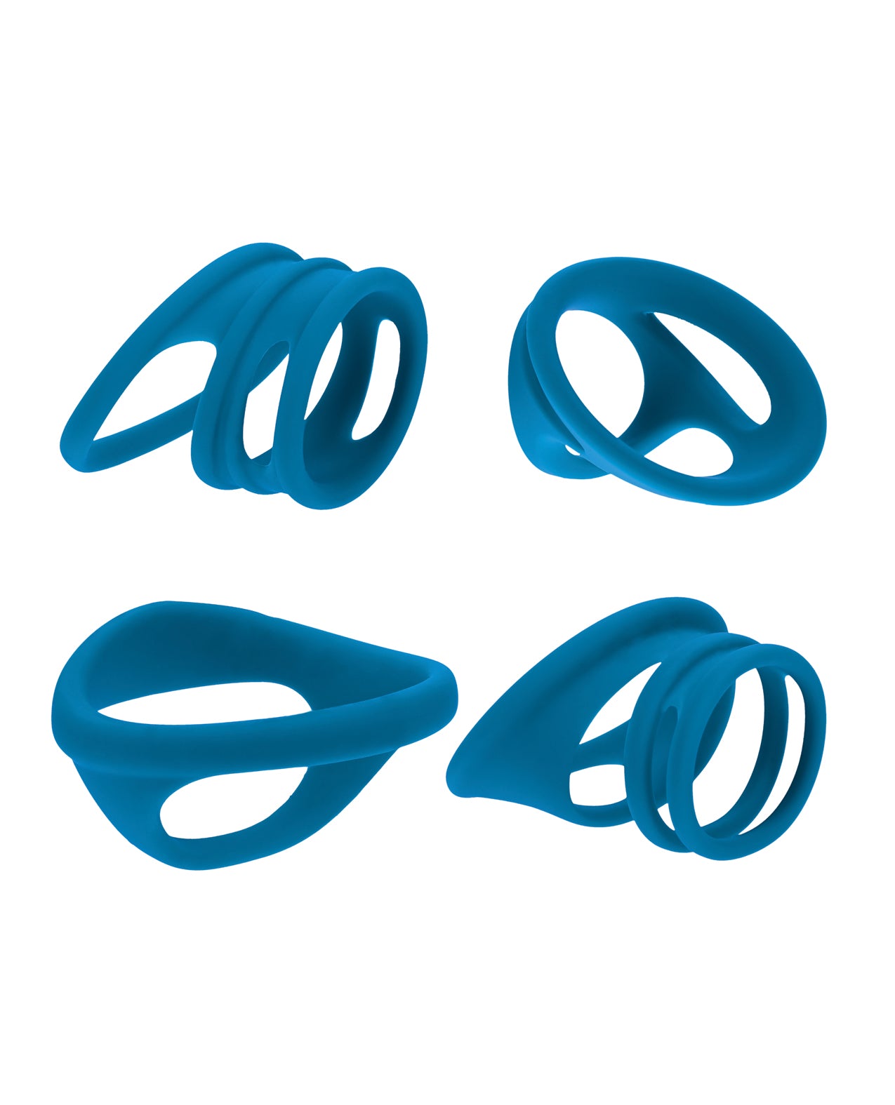 Shots Levelz Set of 4 Silicone Cock & Ball Rings - Teal