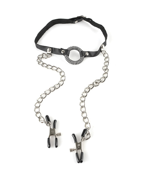 Fetish Fantasy Series O-Ring Gag w/Nipple Clamps