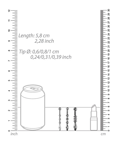 Shots Ouch Urethral Sounding Metal Plug Set - 58 mm