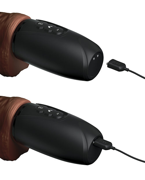 King Cock Plus Thrusting, Warming & Vibrating 7.5" Triple Threat Dong - Brown