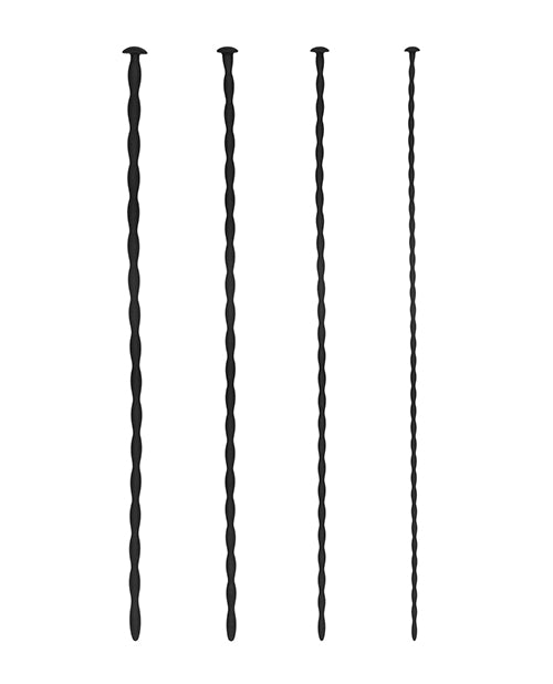 Shots Ouch Beginner's Urethral Sounding Silicone Spiral Screw Plug Set - Black