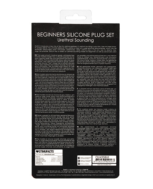 Shots Ouch Urethral Sounding Beginner's Silicone Plug Set - Black