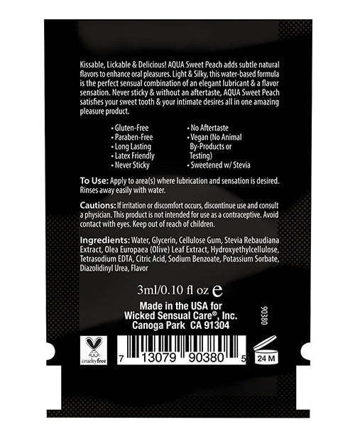 Wicked Sensual Care Waterbased Lubricant - .1 oz Sweet Peach