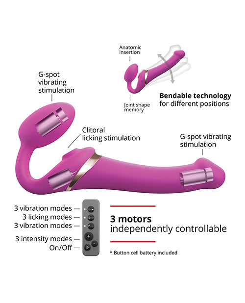 Strap On Me Multi Orgasm Bendable Strapless Strap On Large - Fuchsia