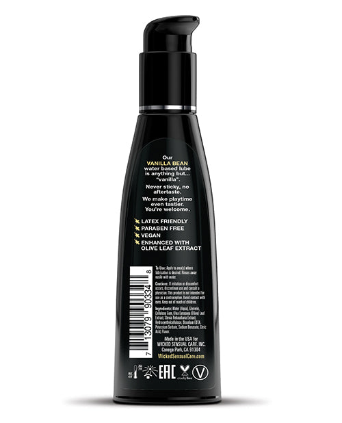 Wicked Sensual Care Aqua Waterbased Lubricant - 4 oz Vanilla Bean