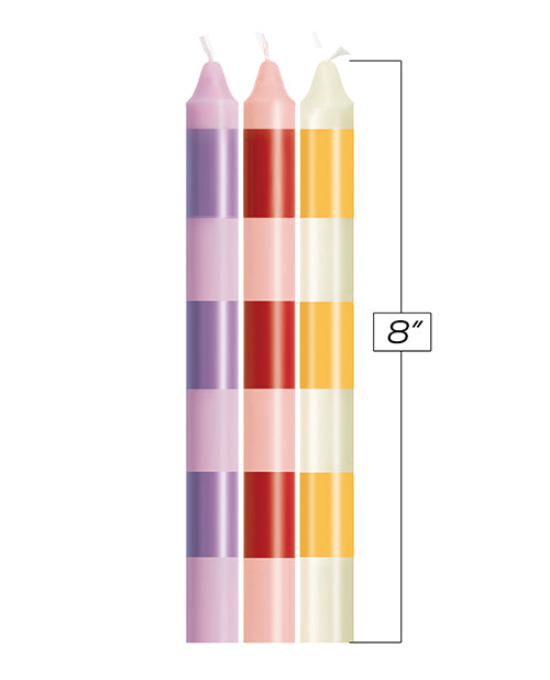 The 9's Make Me Melt Sensual Warm Drip Candles - Pastellines Stripes Pack of 3