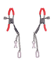 Sex & Mischief Ex's & Oh's Nipple Clamps - Red/Black