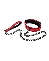Sex & Mischief Ex's & Oh's Collar & Leash - Red/Black