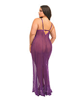 Katana Mesh & Eyelash Lace Gown - Purple 1X/2X