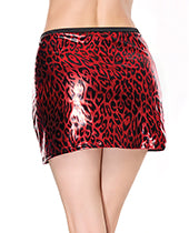 Darque Metallic Wet Look Skirt - Red/Black XL