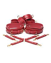 Master Series Crimson Captive Thigh, Wrist, Ankle Hog Tie Restraints - Red
