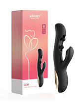 GEM Twin Balls Rabbit Vibrator - Black