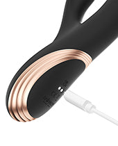 GEM Twin Balls Rabbit Vibrator - Black