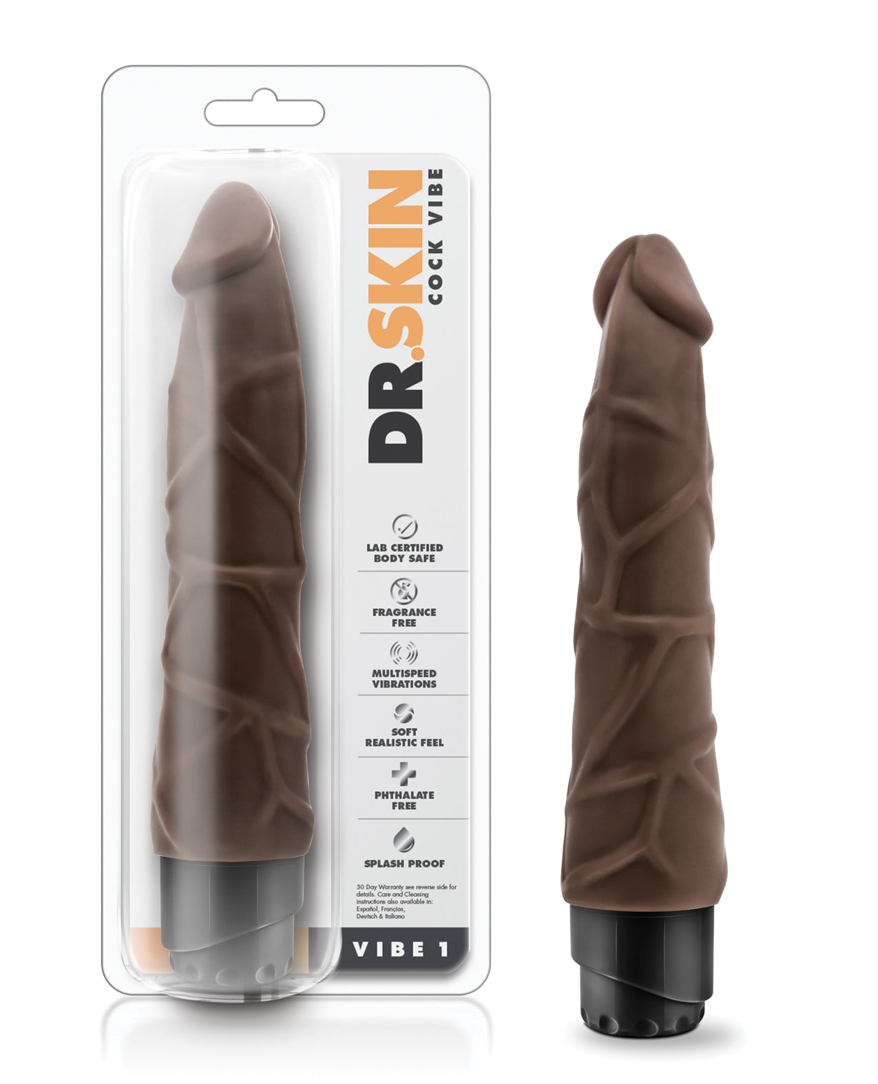 Blush Dr. Skin Cock Vibe 9" Vibrating Cock - Chocolate