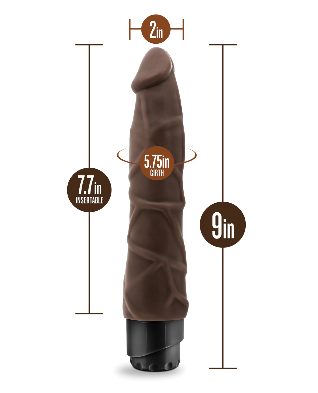 Blush Dr. Skin Cock Vibe 9" Vibrating Cock - Chocolate