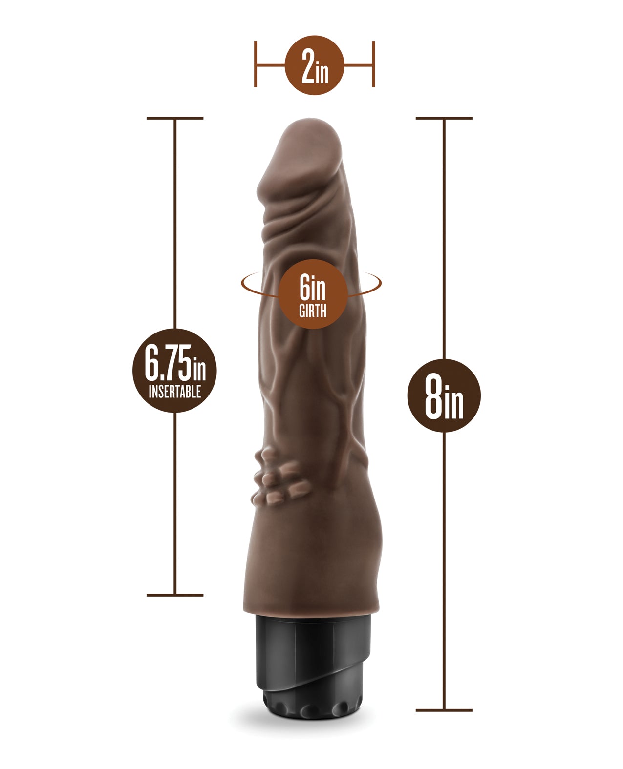 Blush Dr. Skin Cock Vibe 8" Vibrating Cock - Chocolate