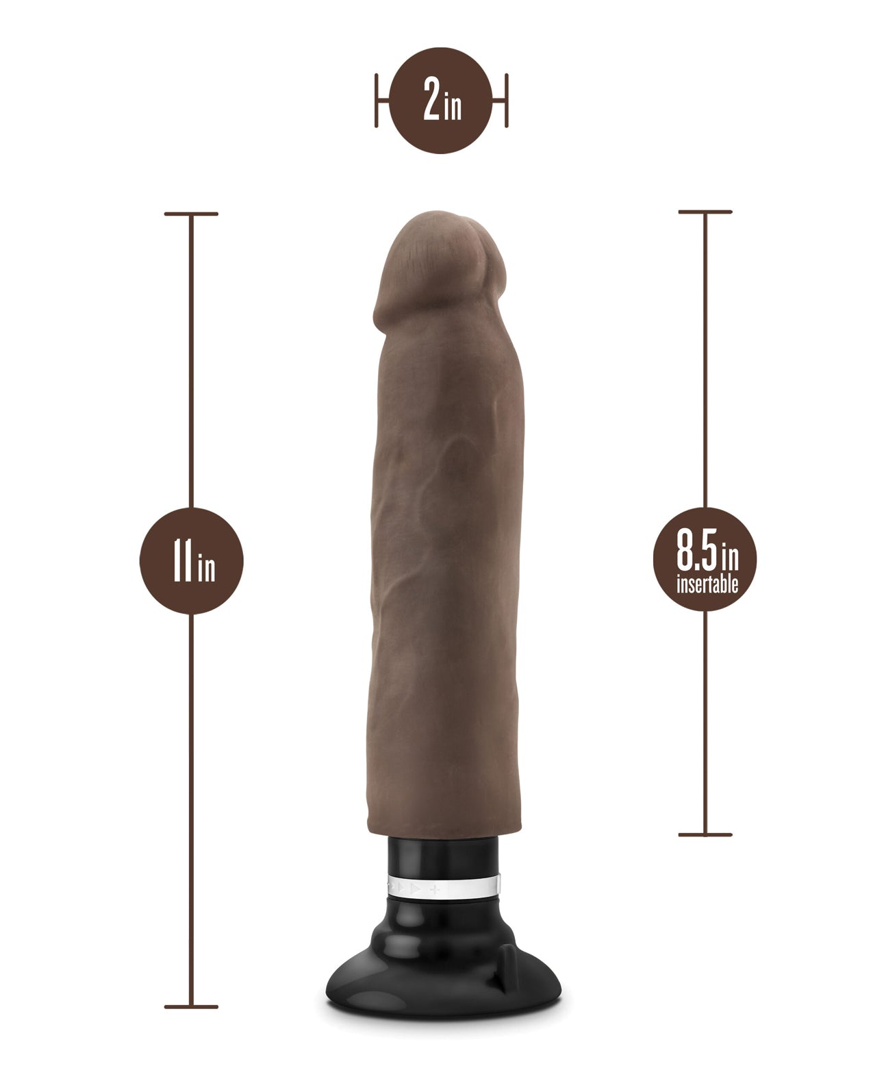 Blush Au Naturel 11" Sensa Feel Magnum Vibrating Dong - Chocolate