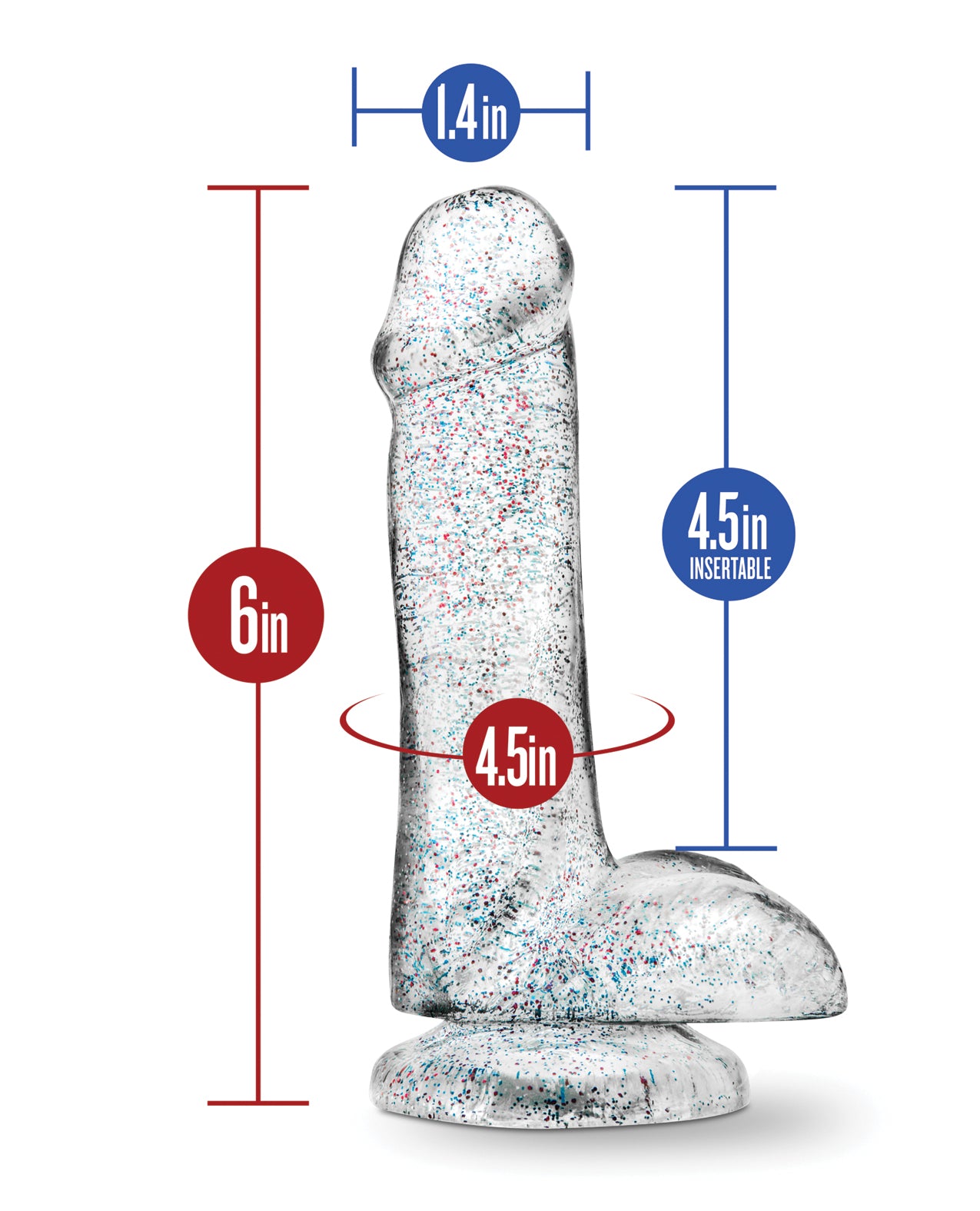 Blush Naturally Yours 6" Glitter Cock - Sparkling Clear
