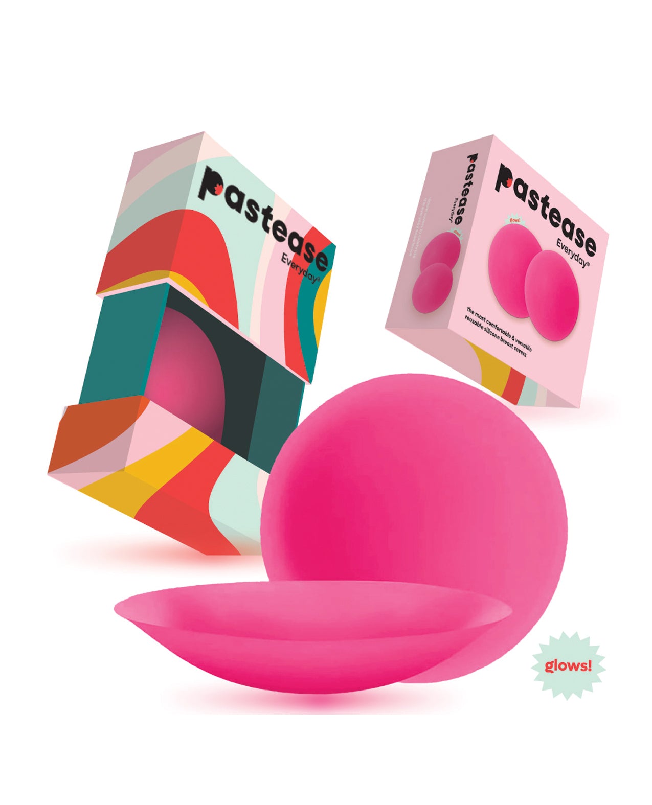 Pastease HALOS Silicone Nipple Covers w/Travel Box - Neon Pink D+ Cup 10 or More Uses