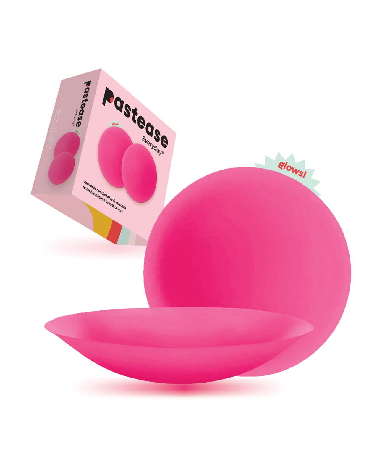Pastease HALOS Silicone Nipple Covers w/Travel Box - Neon Pink D+ Cup 10 or More Uses
