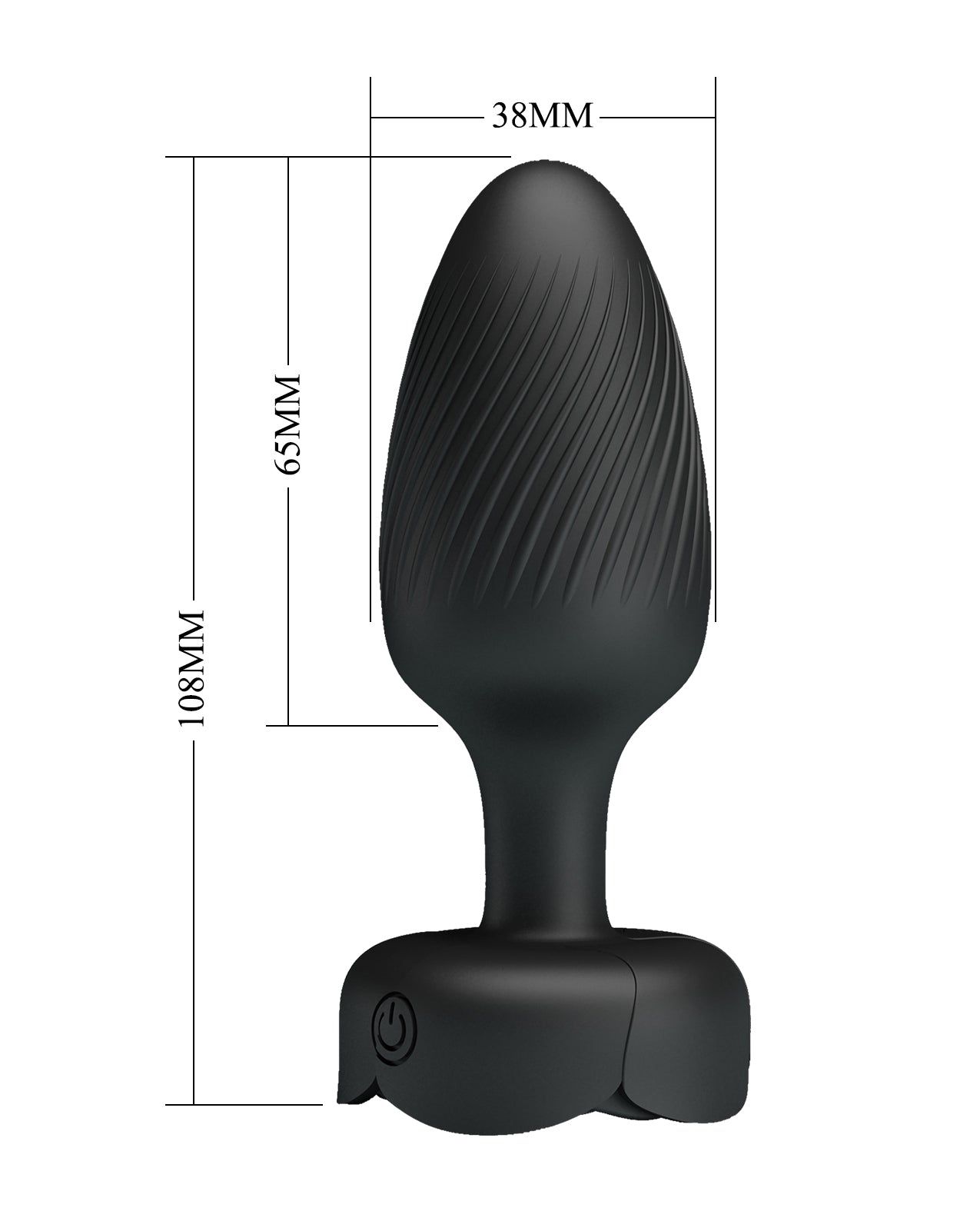 Pretty Love Varian Large Butt Plug w/Multi Color Bottom Light - Black
