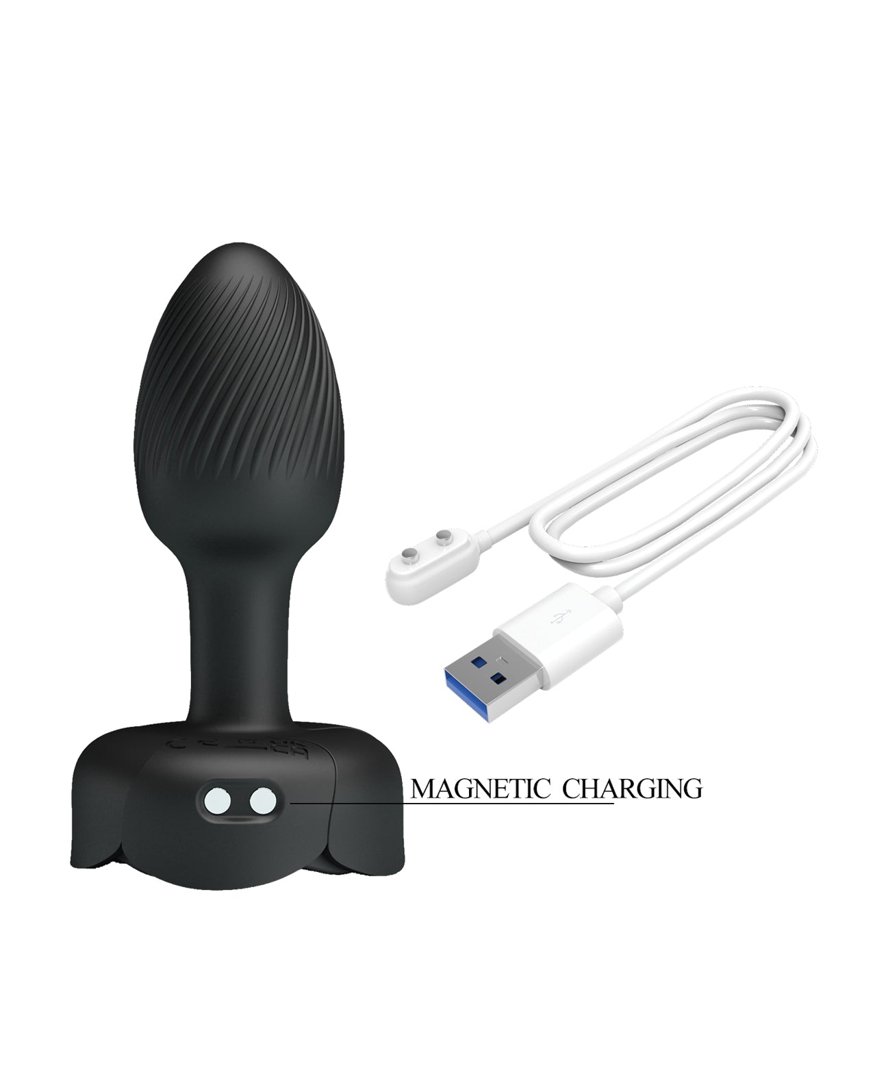 Pretty Love Olman Small Butt Plug w/Multi Color Bottom Light - Black
