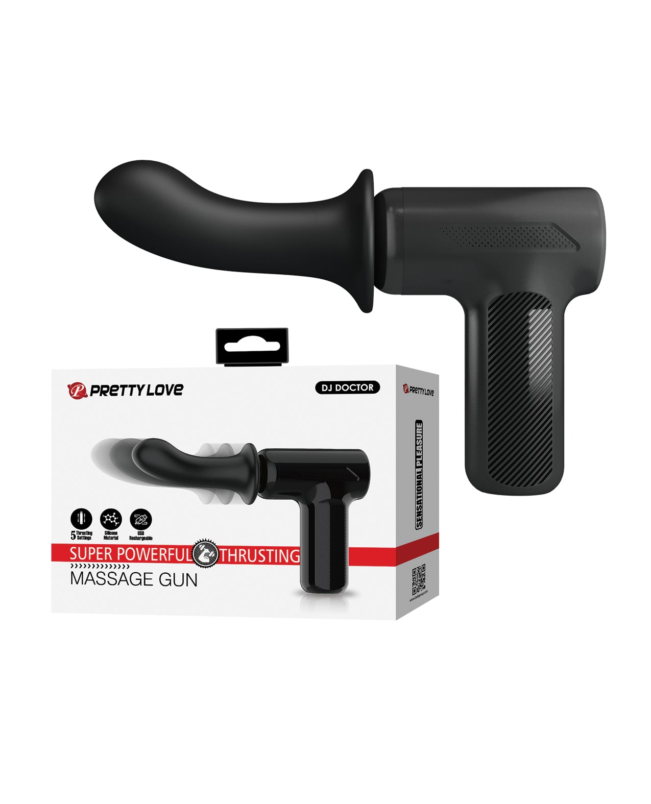 Pretty Love DJ Doctor Thrusting Gun Massager - Black