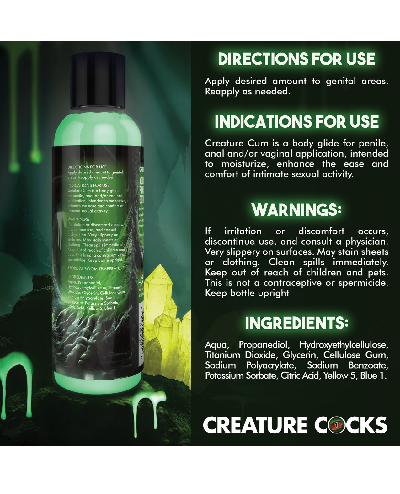 Creature Cocks - Creature Cum Green Water-Based Lubricant 8 oz