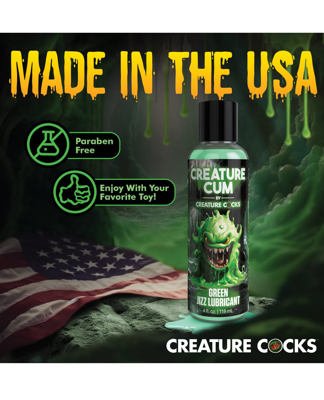 Creature Cocks - Creature Cum Green Water-Based Lubricant 4 oz