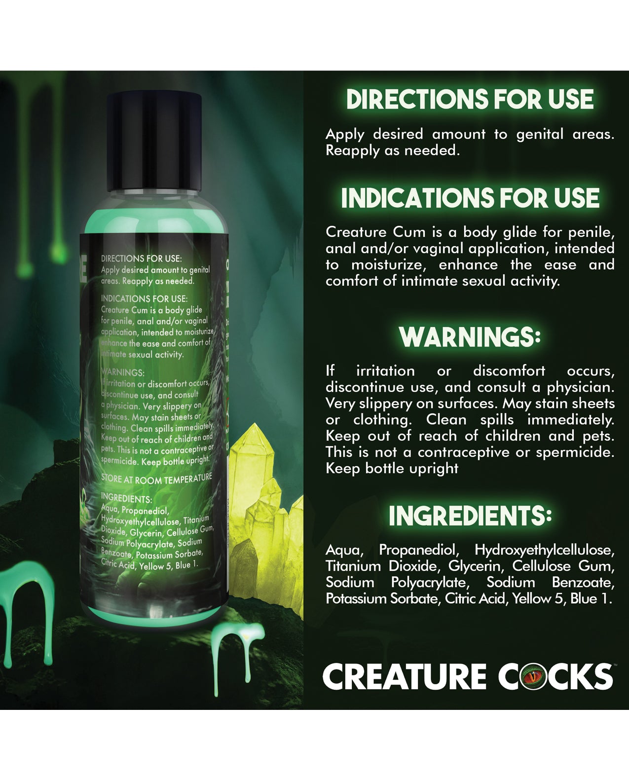 Creature Cocks - Creature Cum Green Water-Based Lubricant 4 oz