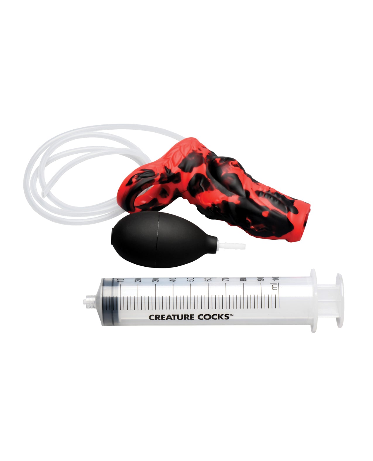 Creature Cocks Hell Hound Squirting Silicone Penis Enhancer - Red