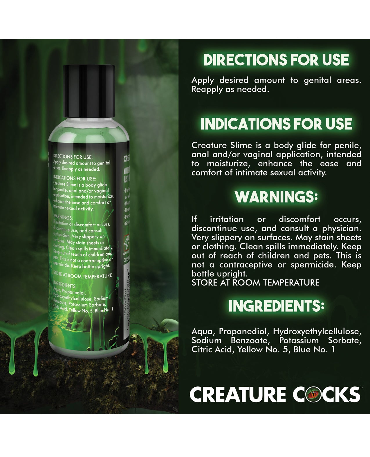 Creature Cocks - Creature Slime Green Slime Water-Based Lubricant 4 oz