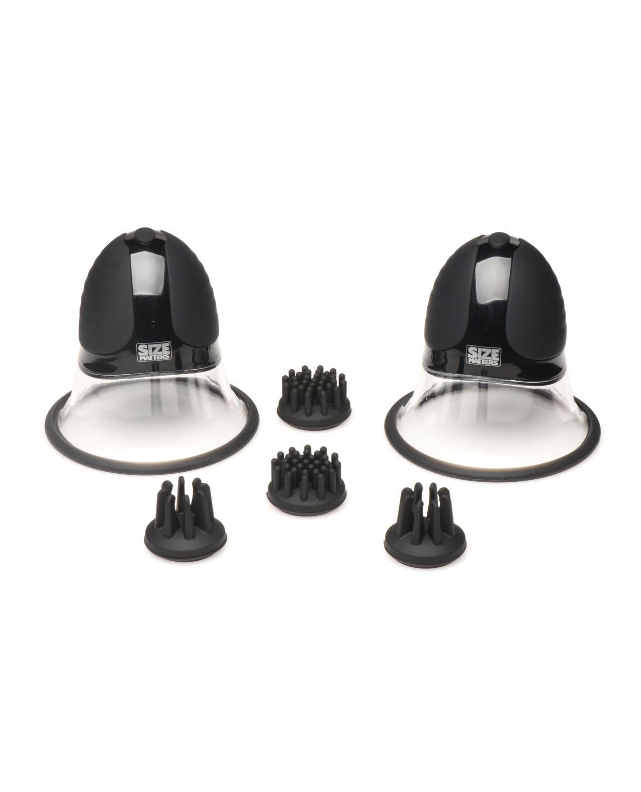 Size Matters 10X Rotating Silicone Nipple Suckers w/4 Attachments - Black